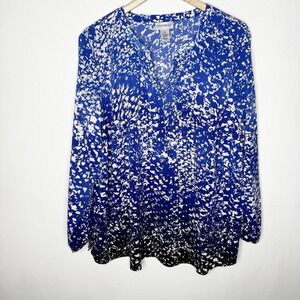 Catherines Long Sleeve‎ V-neck Ombre Blue Black Tunic Top Women's 1X 18/20W Top